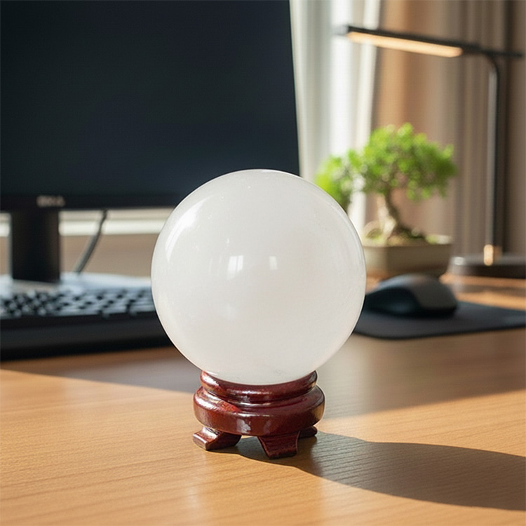 Quả cầu đá canxit trắng