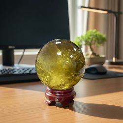 Quả cầu thạch anh vàng 8A