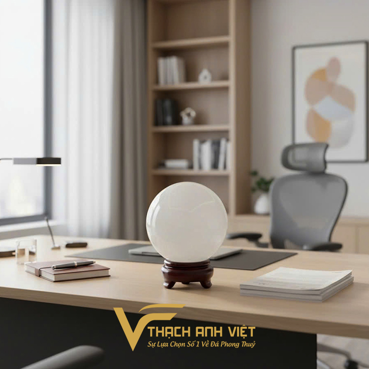 Quả cầu Thạch Anh trắng được nhiều người tuổi Quý Hợi 1983 chọn để bàn làm việc